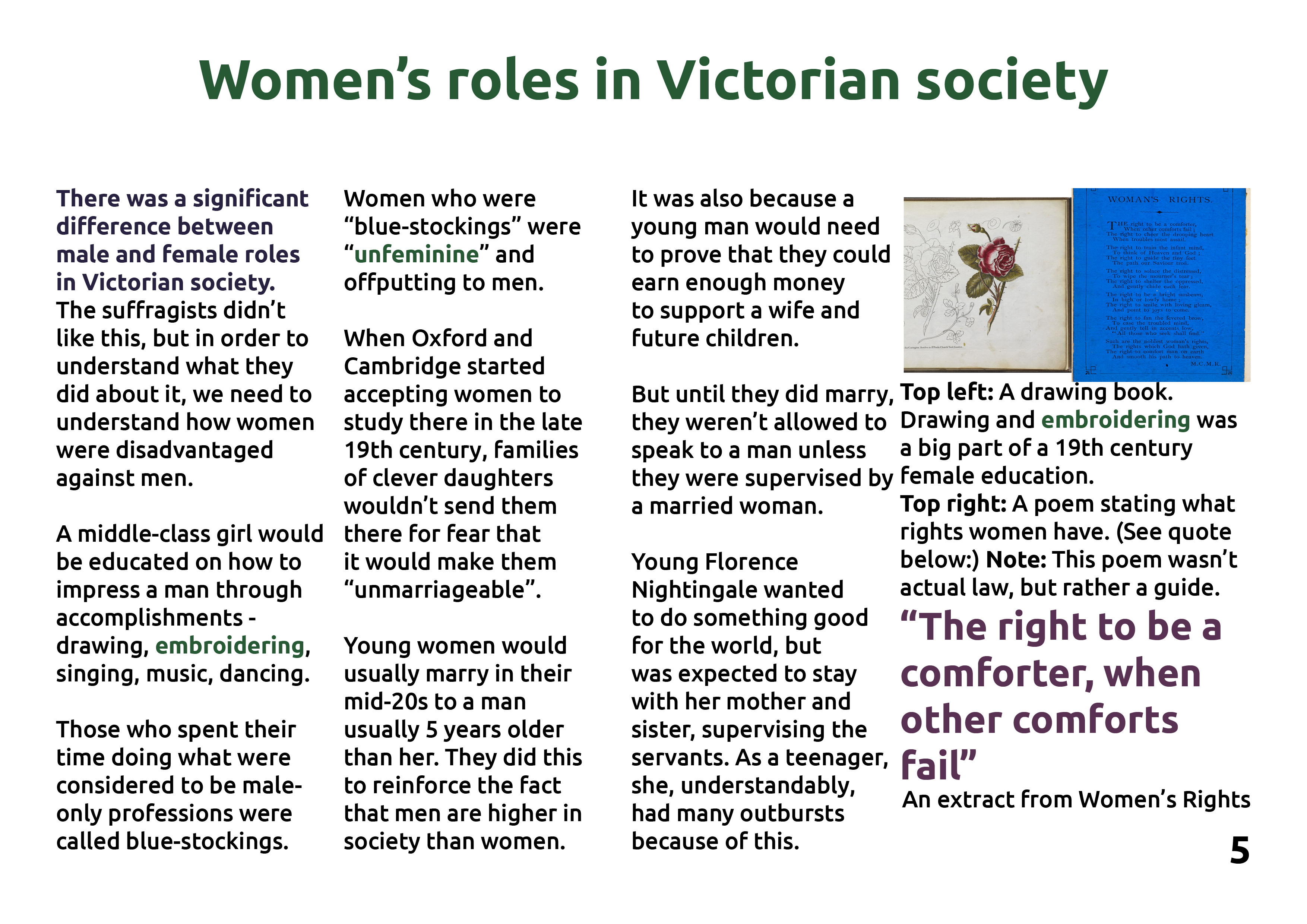A page of the book about women's roles in Victorian society.